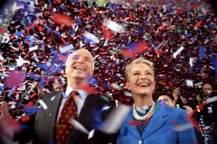 Senator John McCain and Cindy McCain after New Hampshire primary victory, 2000