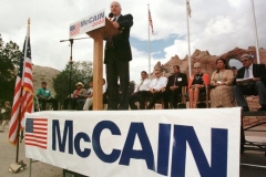 Senator John McCain delivers remarks at the Navajo Nation Veterans Memorial Park, August 27, 1999