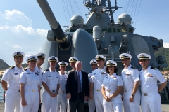 Senator John McCain with sailors aboard USS John S McCain, 2017