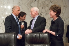 Senators Joe Biden, John McCain and Susan Collins at Senate hearing, 2007