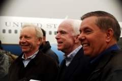 Senators Joe Lieberman, John McCain and Lindsey Graham on Congressional Delegation, 2009