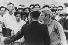 McCain is released from prison in Hanoi, Vietnam with USAF General Russell Ogan, March 14, 1973