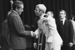 President Richard Nixon greets McCain upon returning home from Vietnam, 1973